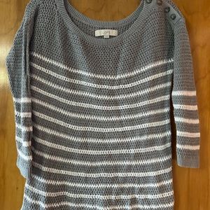 LOFT Gray Striped Women's Sweater
